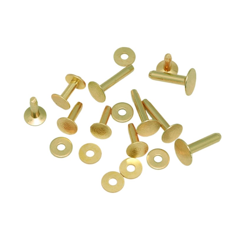 UPUPMOON 50 Sets Solid Brass #12 Size 12 Copper Burrs Rivets Washers 3/4 inch (19mm) Long for Leather Crafting, Saddlery, DIY Metal Fabrication - Image 1
